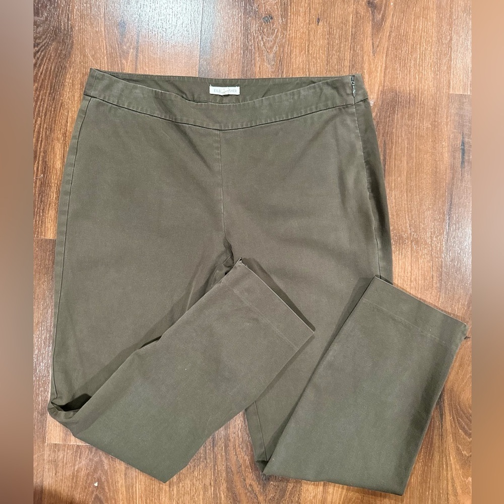 Eileen Fisher ankle side zippers pants khaki color size S - Picture 8 of 9